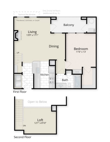 Floor Plan  Residences at King Farm Apartments Townhomes Rockville Maryland one bedroom floor plan