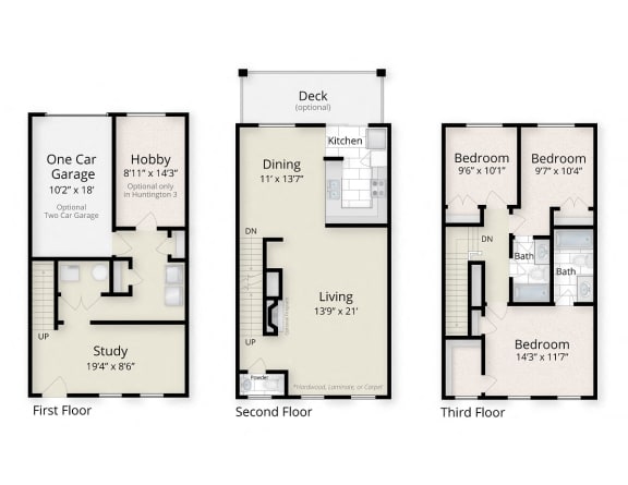 Floor Plan  Residences at King Farm Apartments Townhomes Rockville Maryland three bedroom floor plan