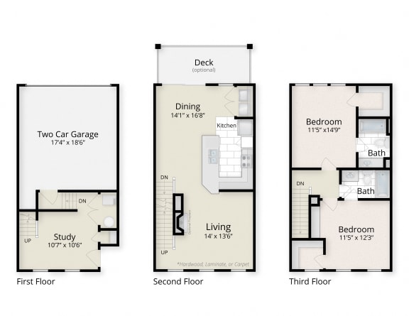 Floor Plan  Residences at King Farm Apartments Townhomes Rockville Maryland two bedroom floor plan