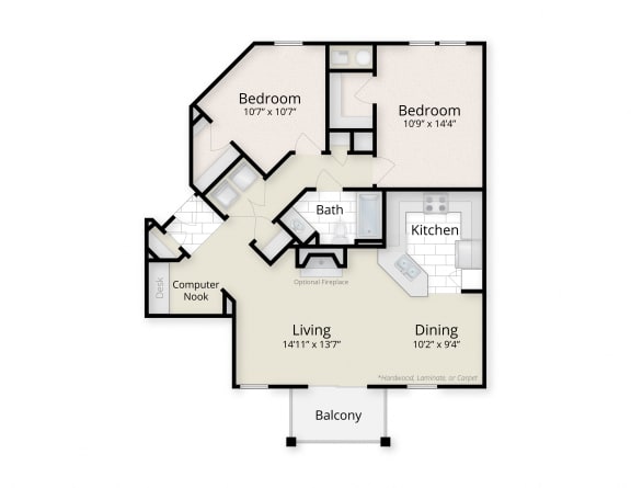 Floor Plan  Residences at King Farm Apartments Townhomes Rockville Maryland two bedroom floor plan