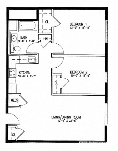 Floor Plan  2 Bedroom Type B