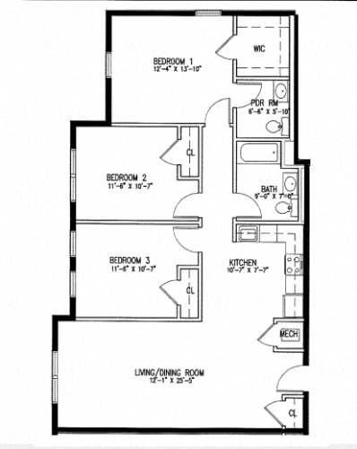 Floor Plan  3 Bedroom Type B