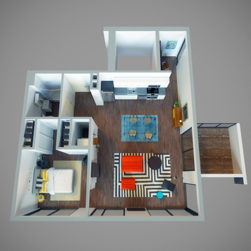 Floor Plan  1 Bed - Park View + Office & Deck