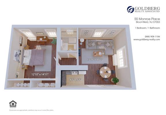 Floor Plan  1 Bedroom