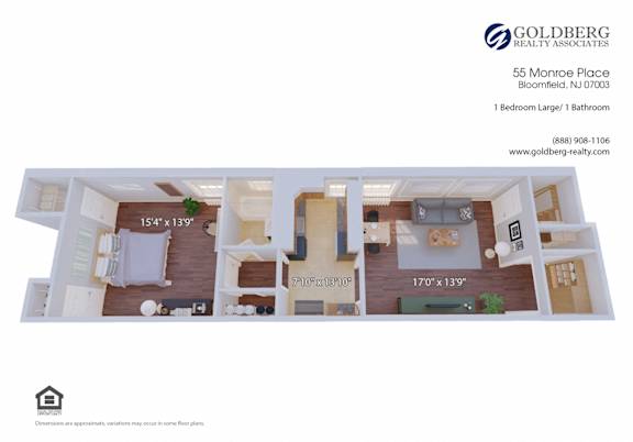 Floor Plan  1 Bedroom Large