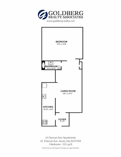 Floor Plan  61 Duncan - One Bedroom