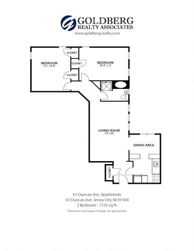 Floor Plan  61 Duncan Apartments - Two Bedroom Dining Room