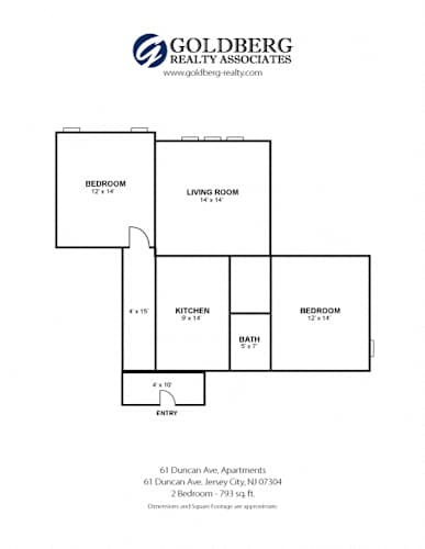 Floor Plan  61 Duncan Apartments - Two Bedroom