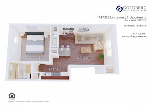 Floor Plan  One Bedroom