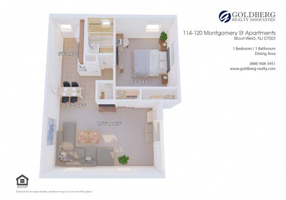 Floor Plan  One Bedroom Dining Area