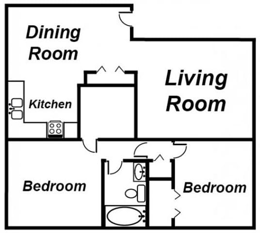 Floor Plan  2 Bedroom 1 Bath