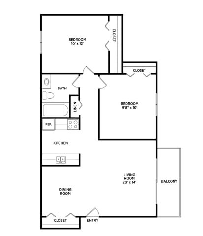 Floor Plan  2 Bedroom 1 Bath
