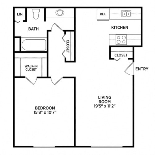 Floor Plan  1 bedroom apartment floor plans in East Lansing, MI near Michigan State University | East Knolls