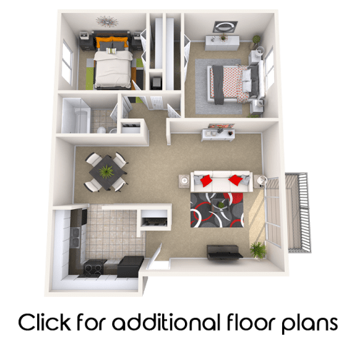 Floor Plan  2 bedroom apartment floor plans in East Lansing, MI near Michigan State University | The Pines