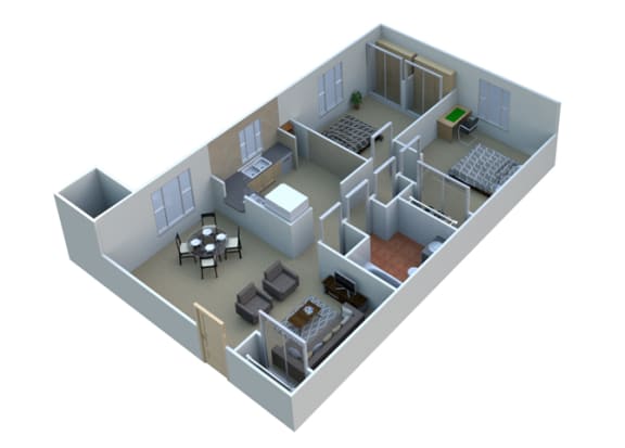 Floor Plan  2 BEDROOM 2A10 - 2 Bedroom 1 Bathroom Floor Plan at Sterling Lake Apartments,13500 Northside Drive, Sterling Heights