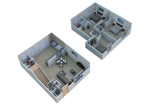 Floor Plan  Three bedroom townhome