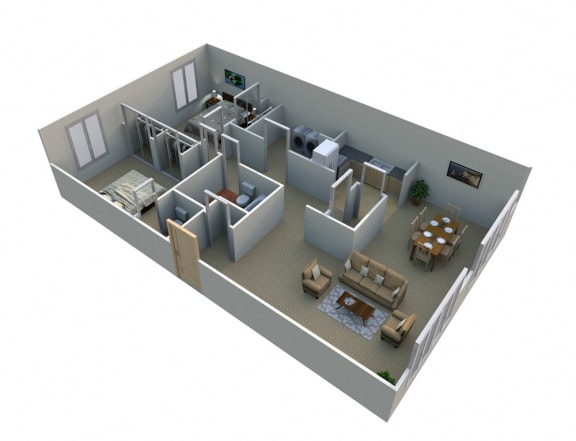 Floor Plan  2 Bed 1.5 Bath  Floor Plan at Green Acres Apartments,4645 Colonial Drive, Saginaw MI, 48603