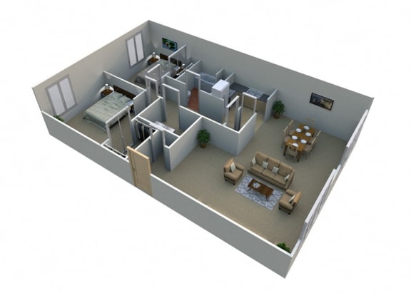 Floor Plan  2 Bed 1 Bath  Floor Plan at Green Acres Apartments,4645 Colonial Drive, Saginaw