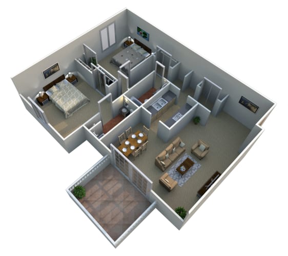 Floor Plan  2 Bed 2 Bath Floor Plan at Green Acres Apartments,Saginaw, MI
