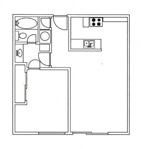 Floor Plan  Caribbean Cove Anaheim, CA One Bedroom Floor Plan 750 SF