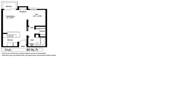 Floor Plan  Kingsley Plaza Los Angeles, CA Single Floor Plan 450 SF