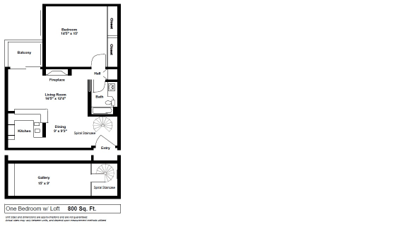 Floor Plan  Kingsley Plaza Los Angeles, CA 1x1