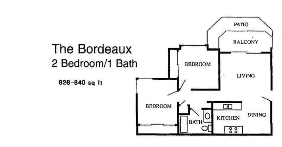 Floor Plan  San Tropez Santa Ana, CA The Bordeuax Floor Plan 850 SF