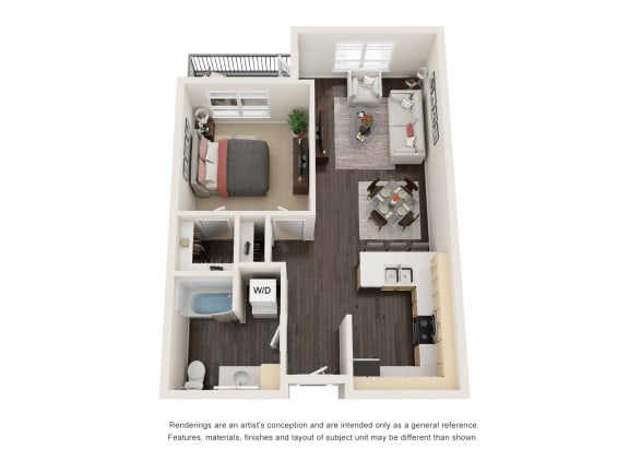 Floor Plan  One Bedroom "D"  Layout