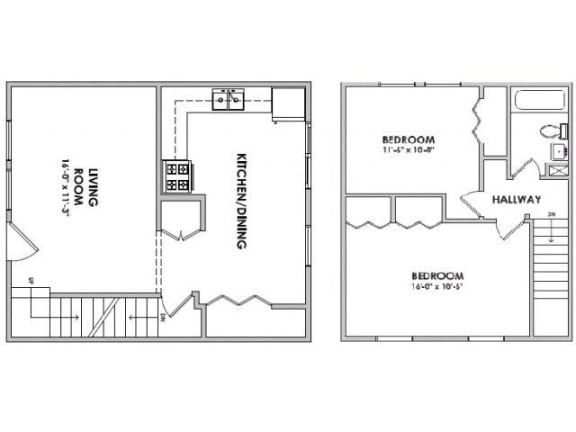 Floor Plan  Two Bedroom-Townhouse