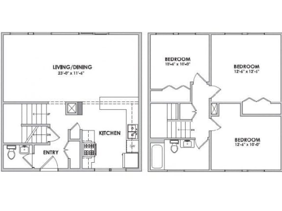 Floor Plan  Three Bedroom-Townhouse