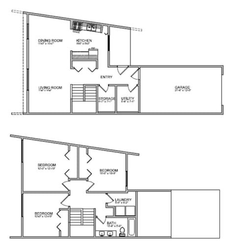 Floor Plan  3 Bedroom Townhome