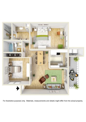 Floor Plan  Two Bedroom Two Bath