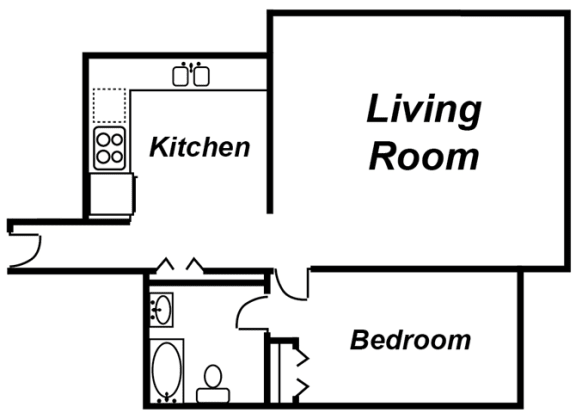 Floor Plan  1 Bedroom, 1 Bath