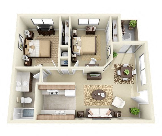 Floor Plan  The Riverside 2 Bed 2 Bathroom Floorplan