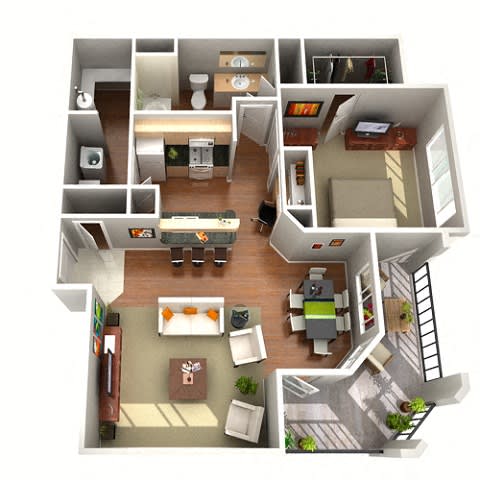 Floor Plan  Juniper Floor Plan 1 Bedroom 1 Bath Apartments in Glendale AZ