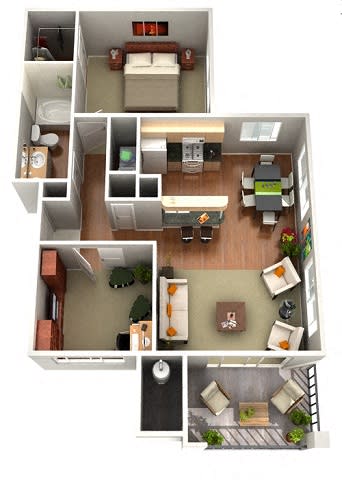 Floor Plan  Manzanita Floor Plan 1 Bedroom 1 Bath Apartments in Glendale AZ