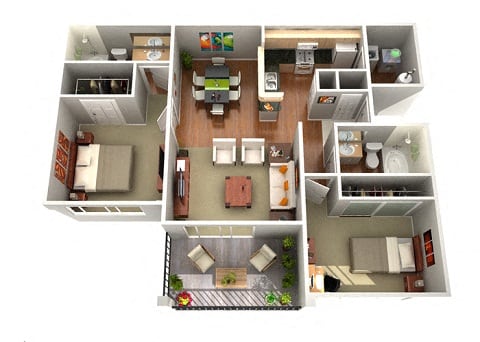 Floor Plan  Mariposa Floor Plan 2 Bedroom 2 Bath Apartments in Glendale AZ
