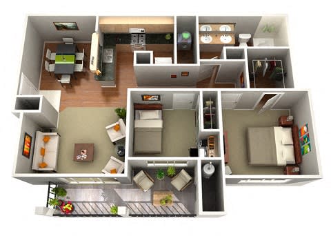 Floor Plan  Sunflower Floor Plan 2 Bedroom 1 Bath Apartments in Glendale AZ