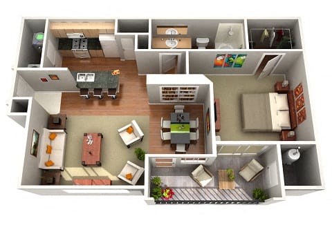 Floor Plan  Willow Floor Plan 1 Bedroom 1 Bath Apartments in Glendale AZ