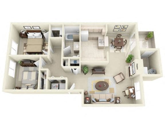 Floor Plan  two Bedroom Bath apartments