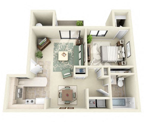 Floor Plan  Windsor | 1 Bedroom 1 Bathroom Floor Plan