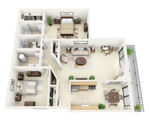 Floor Plan  Santa Rita | 2 Bedroom 2 Bathroom Floor Plan in Tucson, AZ