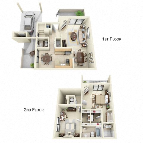 Floor Plan  Catalina | 2 Bedroom 2 Bathroom Townehome in Marana