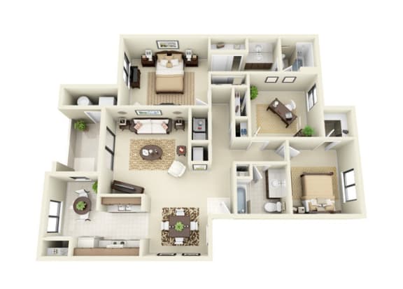 Floor Plan  3 bedroom apartments for rent in Northeast Albuquerque
