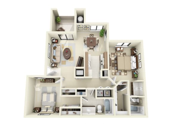 Floor Plan  2 bedroom apartments for rent in Northeast Albuquerque