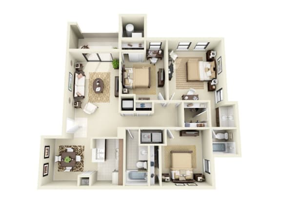 Floor Plan  3 bedroom apartments for rent in Northeast Albuquerque