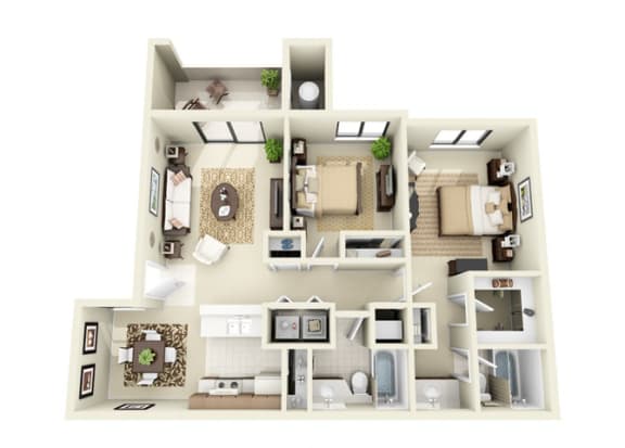 Floor Plan  2 bedroom apartments for rent in Northeast Albuquerque