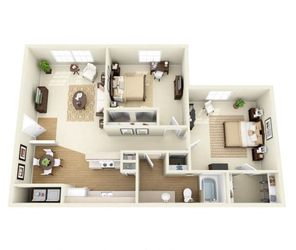 Floor Plan  Pinon 2 Bedroom 1 Bathroom Apartments in Santa Fe