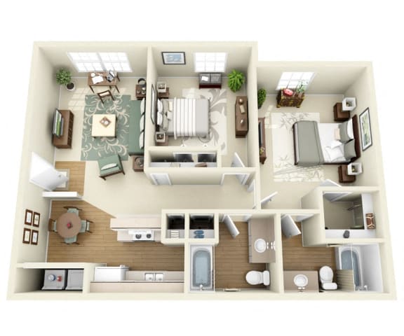 Floor Plan  Sage 2 Bedroom 2 Bathroom Apartments in Santa Fe