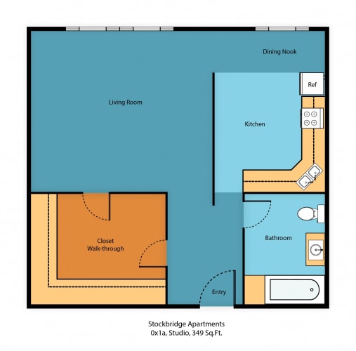 Floor Plan  0x1a_Studio 349 Floor Plan at Stockbridge Apartment Homes, Seattle, Washington